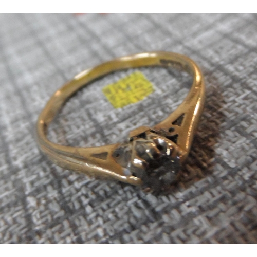 40 - Quarter carat diamond solitaire set in 9ct yellow gold ring,

1.8 grams               size L
