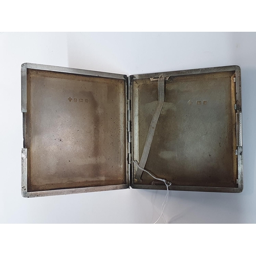 26 - Superb Birmingham 1926 heavy silver cigarette case, adjourned to the front with a risqué enamelled p... 