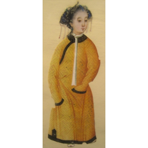 119 - Finely painted double portrait of Chinese watercolour of Chinese lady & archer, unsigned, framed and... 