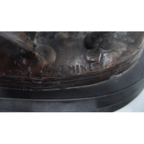 117 - Cast bronze of two wild horses after P J Mene, bears signature & on raised black metal base,

24 cm ... 