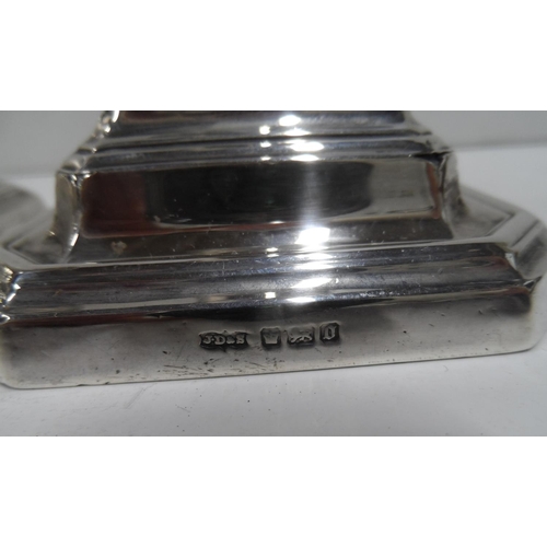 4 - Pair of Edwardian silver, squat Art Nouveau style candlesticks (2),

11 cm tall