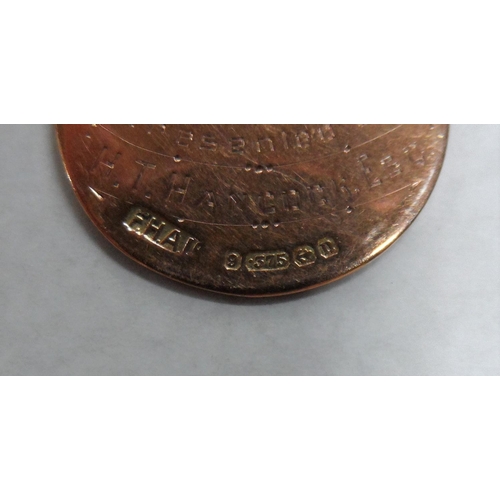 78 - Edwardian 9ct gold presentation medal, 

3.9 grams