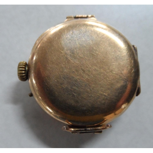 93 - Edwardian, 9ct gold ladies wristwatch, the circular white enamel dial with Roman numerals, the case ... 