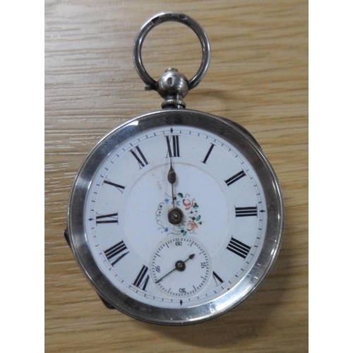 95 - Continental 935 unmarked, ladies enameled face, silver antique pocket watch