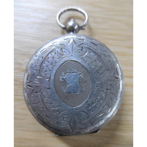 95 - Continental 935 unmarked, ladies enameled face, silver antique pocket watch