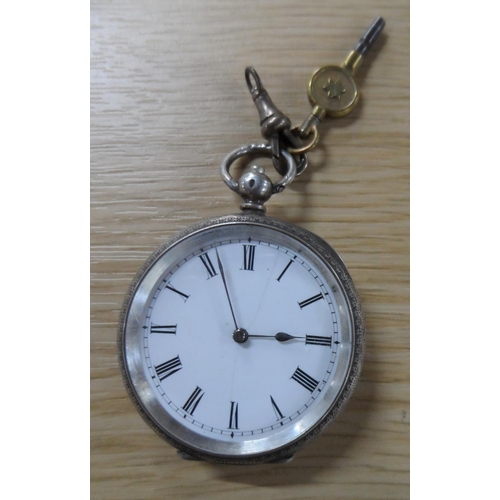 96 - German/Swiss silver antique pocket watch with key