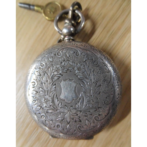 96 - German/Swiss silver antique pocket watch with key