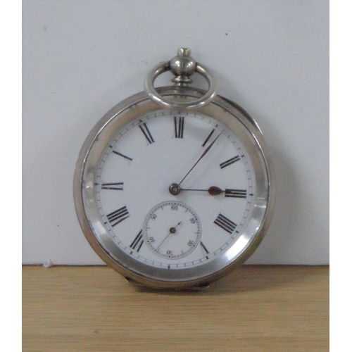 88 - Gentlemans antique large, silver pocket watch