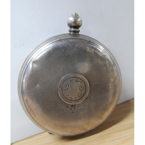 97 - Antique, unmarked, large silver pocket watch