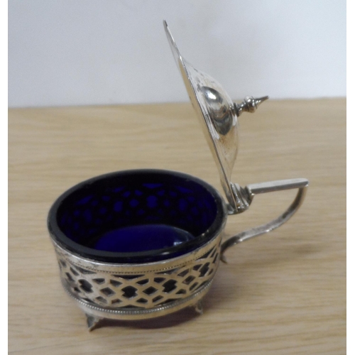 20 - Good quality Edwardian crystal glass sugar shaker with silver lid together with 2 other silver items... 