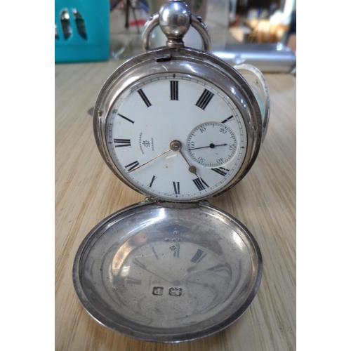 98 - Rotherhams of London, full hunter antique silver pocket watch