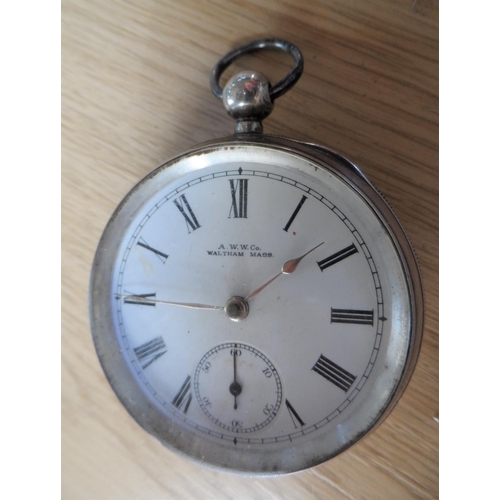 90 - Waltham, USA, silver pocket watch