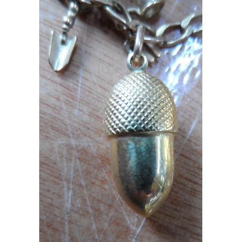 46 - Ladies 9ct yellow gold charm bracelet with approx 22 gold charms, some stamped, some unmarked,

23.7... 