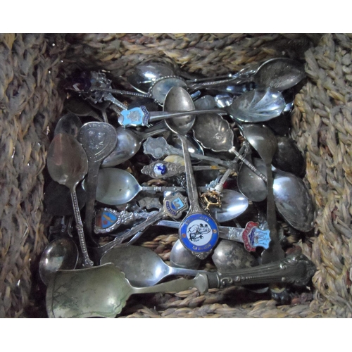 176 - Basket full of EPNS and collectable spoons (Qty)