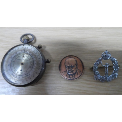 82 - Lords Patent calculator (silver) together with a Winston Churchill bronze medallion etc (3)