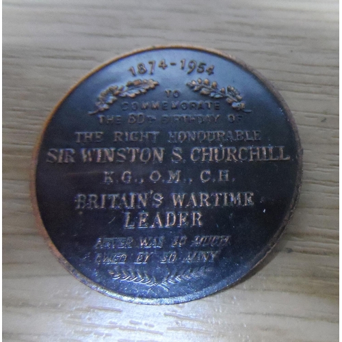 82 - Lords Patent calculator (silver) together with a Winston Churchill bronze medallion etc (3)