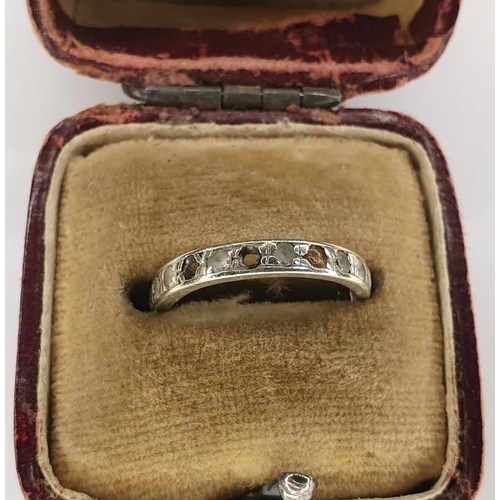 59 - Two unmarked (untested) white metal, eternity & half eternity rings in original old ring boxes (2)