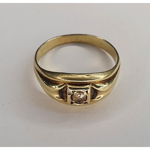 63 - 14ct gold ring set with a solitaire diamond ring,

size P           2.4 grams