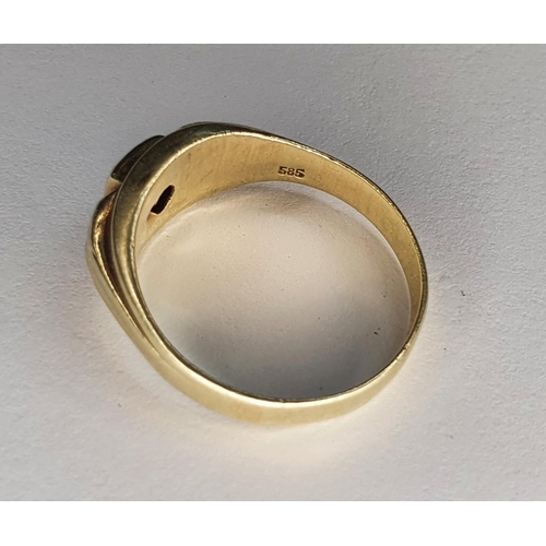 63 - 14ct gold ring set with a solitaire diamond ring,

size P           2.4 grams