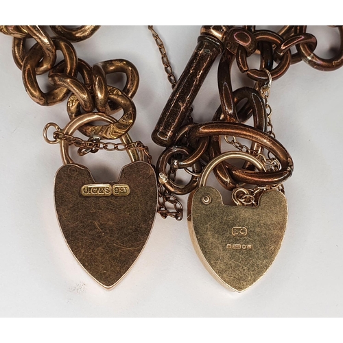 52 - Two metal bracelet chains, one with a few metal charms but both with marked 9ct gold locks (2),

45 ... 