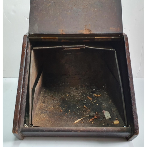 134 - Antique Mahogany & brass coal scuttle complete with liner together with antique copper coal scuttle ... 