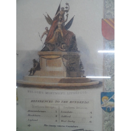 124 - Antique hand-coloured map of Lancashire, framed,

53 x 43 cm