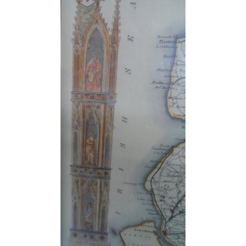 124 - Antique hand-coloured map of Lancashire, framed,

53 x 43 cm