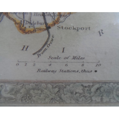 124 - Antique hand-coloured map of Lancashire, framed,

53 x 43 cm