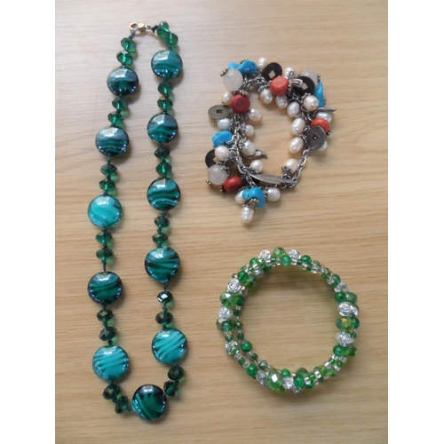48 - Two trays of good quality costume jewellery including large quantity of metal necklaces and turqoise... 