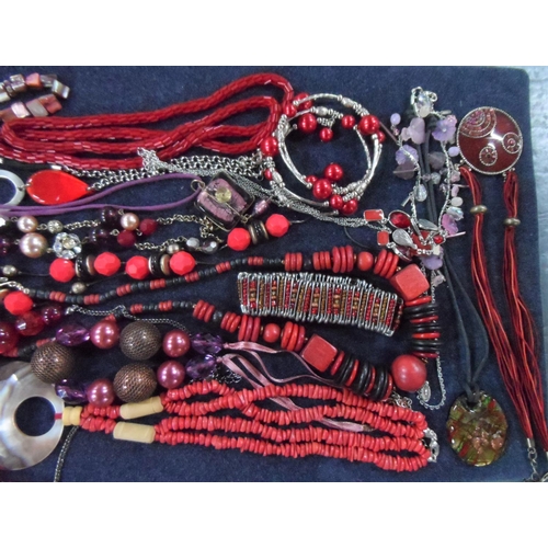 50 - Two trays of good quality costume jewellery including large quantity of bead necklaces and bangles (... 