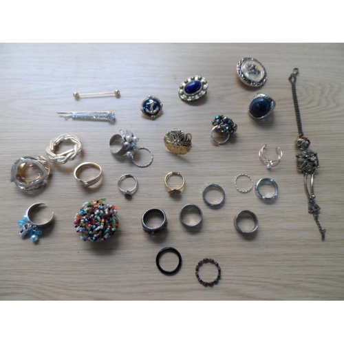 67 - Four Pandora style bracelets together with other costume jewellery including a quantity of rings (Qt... 