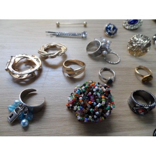 67 - Four Pandora style bracelets together with other costume jewellery including a quantity of rings (Qt... 