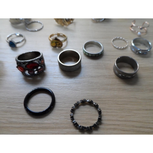67 - Four Pandora style bracelets together with other costume jewellery including a quantity of rings (Qt... 