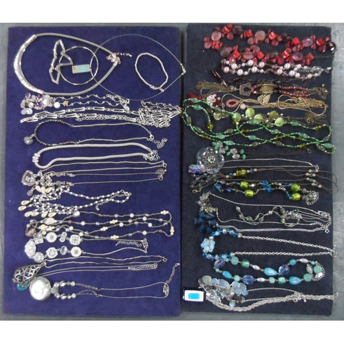 68 - Two trays of good quality costume jewellery including silver coloured necklaces & colourful bead exa... 