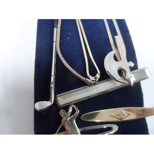 39 - Quantity of golf related tie pins & vintage cuff-links (Qty)