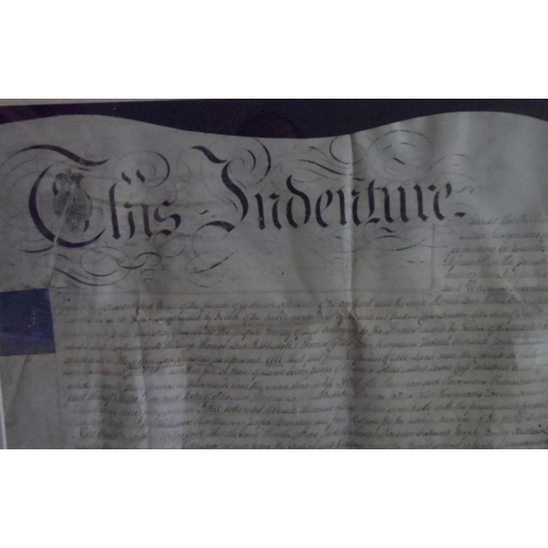 128 - Huge Georgian 1811, ex-Manor house Indenture (probably on Velum) in pleasing ebonised wood frame & i... 