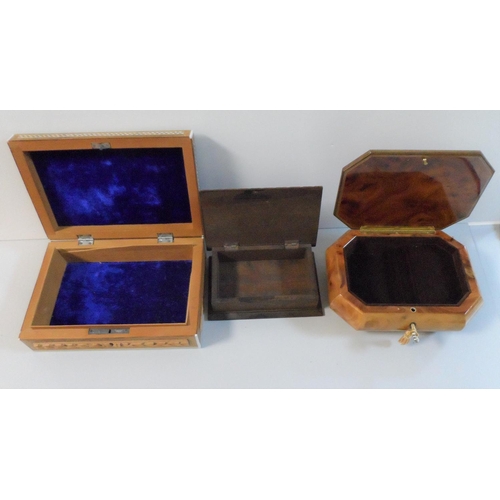 171 - Collection of Treen including a musical box and a small Art Nouveau style book shelf