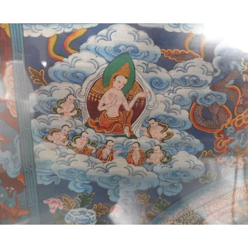 152 - Finely detailed, Asian gouache painting with huge amount of figures and symbols, framed and glazed,
... 