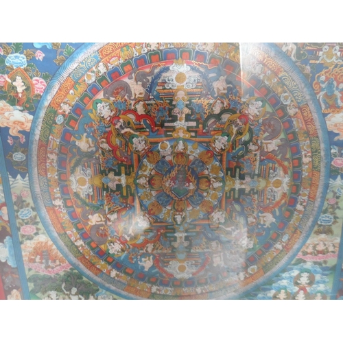 152 - Finely detailed, Asian gouache painting with huge amount of figures and symbols, framed and glazed,
... 