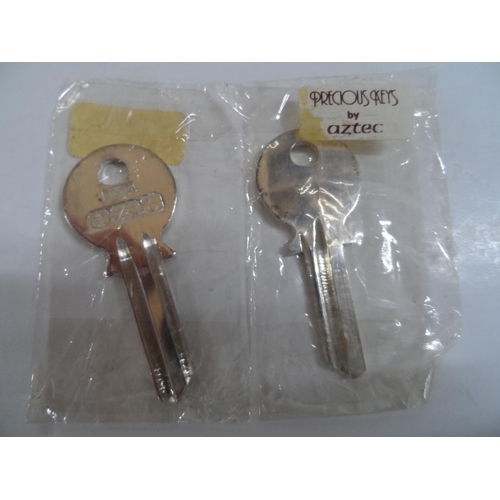 175 - Pair of modern Sheffield silver keys (25 grams) together with packaged Paker & Paper Mate pens and 3... 