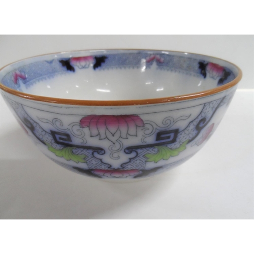 158 - Three old Oriental, unmarked bowls including a finely decorated floral example (3)