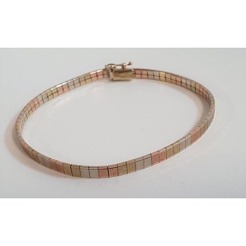 70 - Ladies 9ct tri-coloured gold bracelet,

6.7 grams