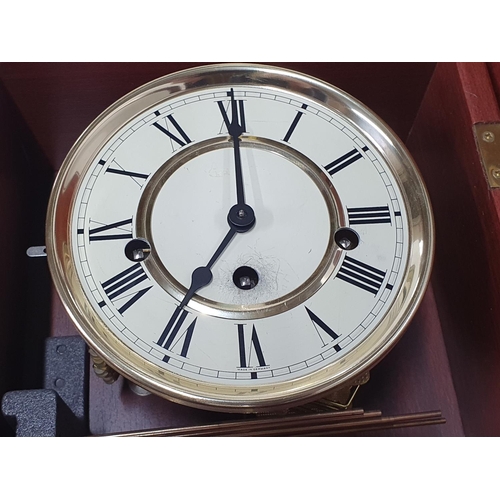 116 - German 20thC wall hanging clock with pendulum and key