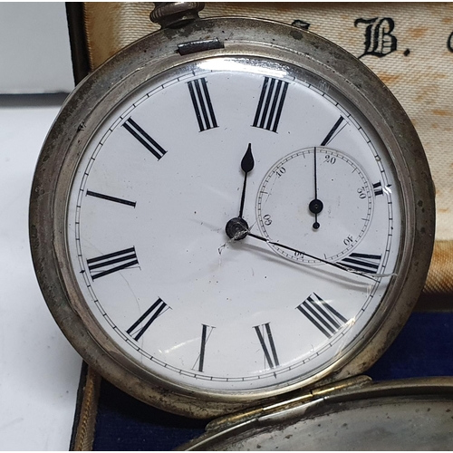 101 - Antique fine European silver (999) double hunter pocket watch with key,

114 grams gross