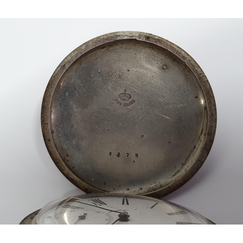 101 - Antique fine European silver (999) double hunter pocket watch with key,

114 grams gross