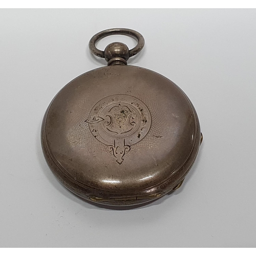 101 - Antique fine European silver (999) double hunter pocket watch with key,

114 grams gross