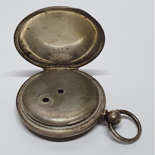 101 - Antique fine European silver (999) double hunter pocket watch with key,

114 grams gross