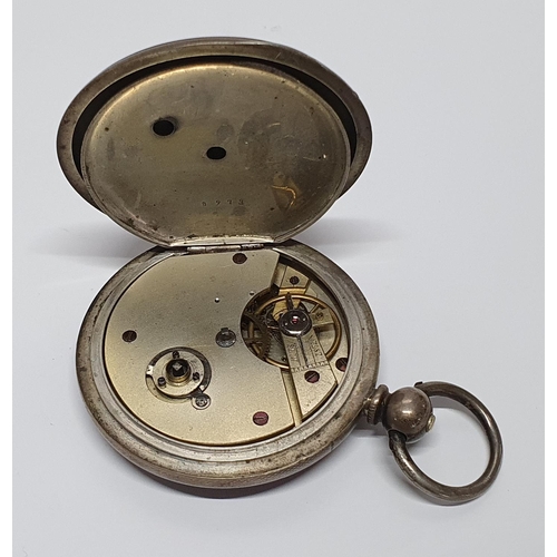 101 - Antique fine European silver (999) double hunter pocket watch with key,

114 grams gross