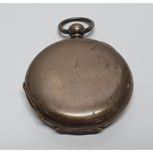 101 - Antique fine European silver (999) double hunter pocket watch with key,

114 grams gross