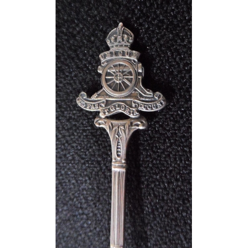 2 - 1937 Birmingham silver presentation spoon bearing the Royal Artillery motif, presented to Sargent W ... 